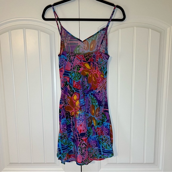 Vintage Floral Tropical Colorful Abstract Pattern Slip Dress Silk Size Small - Picture 5 of 7